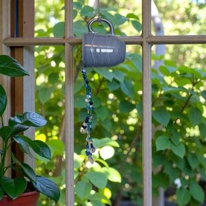 Sun Catcher Gray Ceramic Mug with Beaded Handle